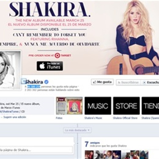 Shakira la rompe en Facebook