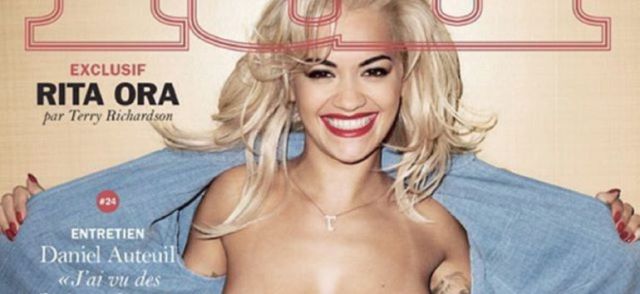 Rita Ora topless.