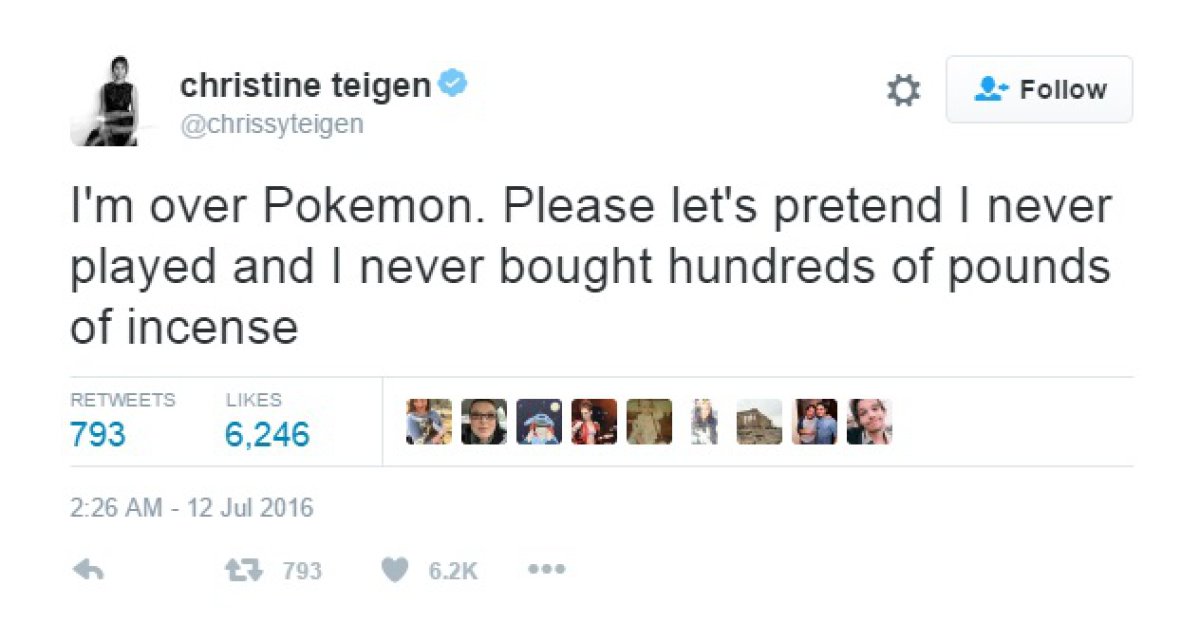 La supermodelo Chrissie Teigen prefiere olvidarse de Pokémon GO