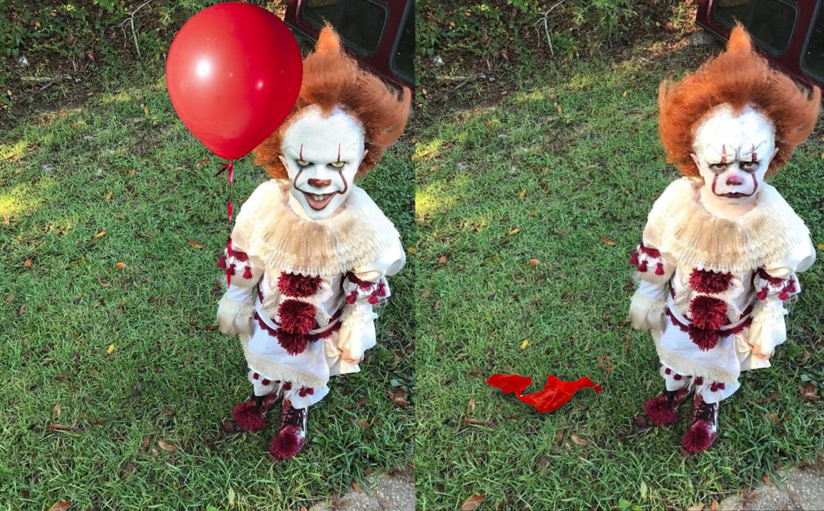 Su disfraz de IT quedó tan feo que se convirtió en meme